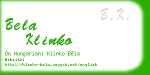 bela klinko business card